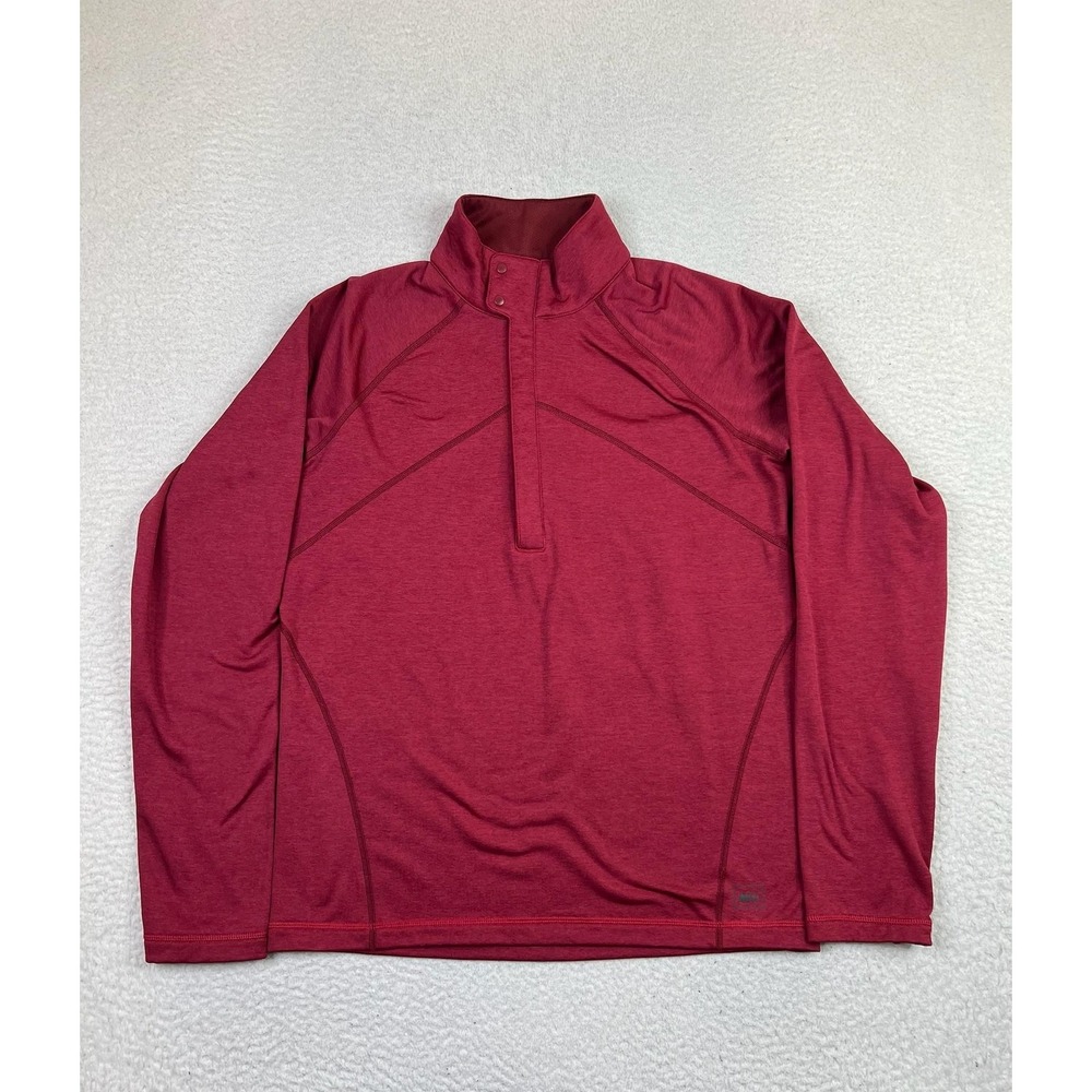 REI Mens Medium Red Long Sleeve Quarter Snap Hiking Outdoor Athletic Pullover